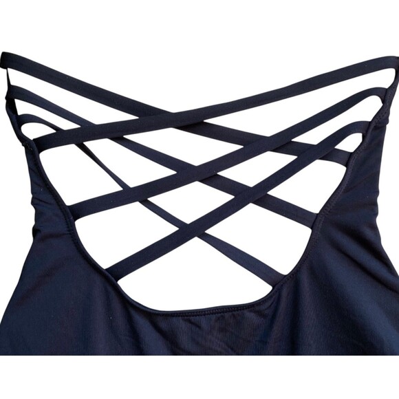 La Blanca Black Plunge Control Cross Strappy Back Maillot Swimsuit Size 14 - Picture 7 of 10